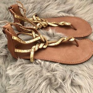 Gold with brown sandals
